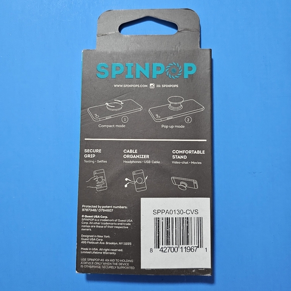 SpinPop: Pop-Up Phone Grip & Stand (SMILEY FACE EMOJI) - Picture 3 of 3